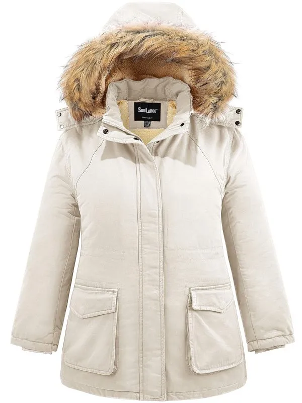 Soularge Women's Winter Plus Size Sherpa Lined Jacket