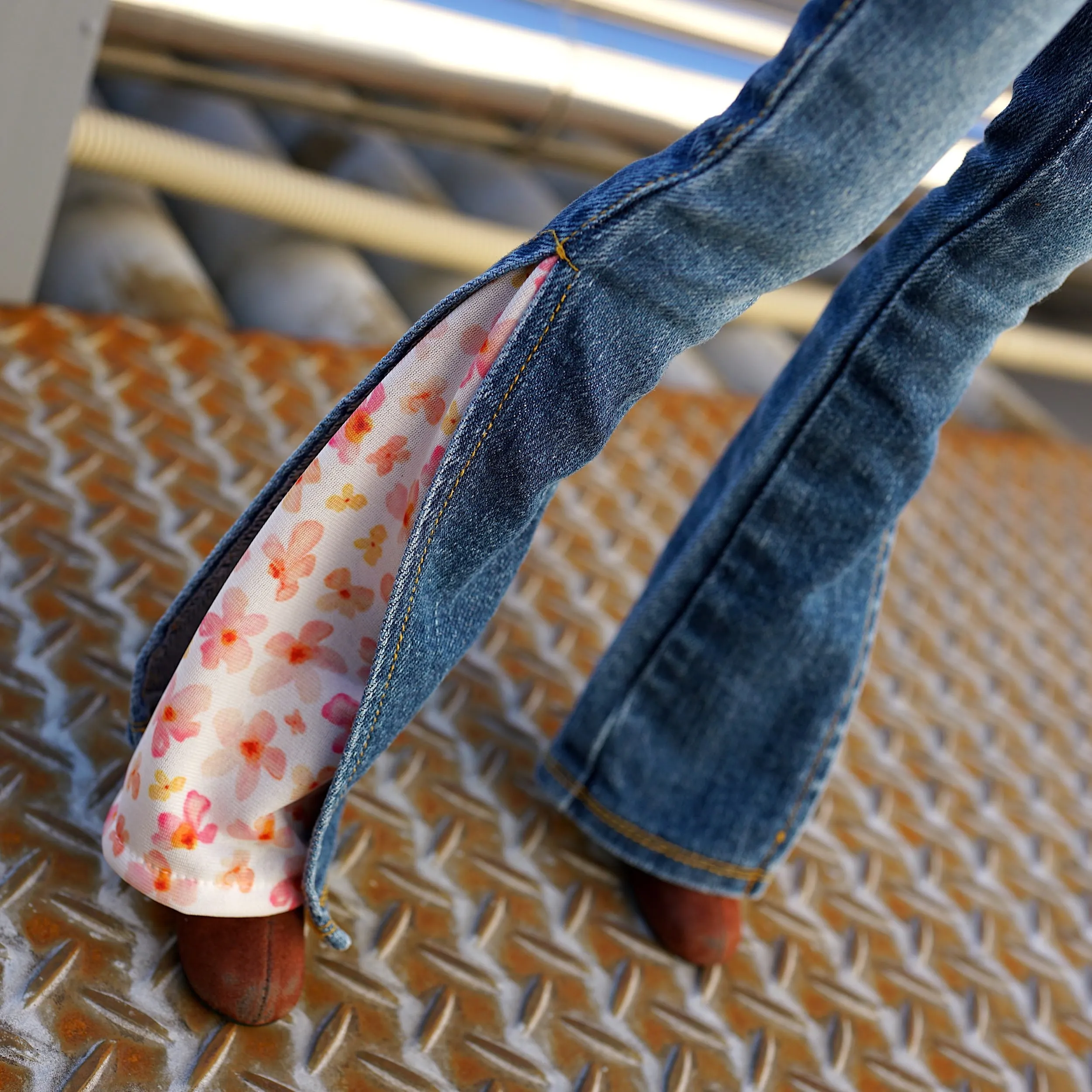 Split Bell Bottoms (Floral Tangerine)