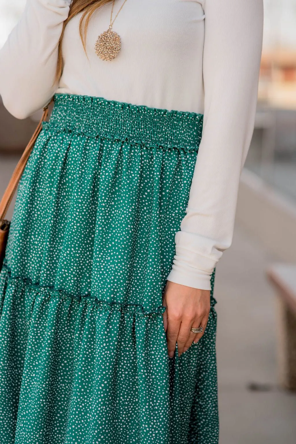 Spotted Tiered Maxi Skirt