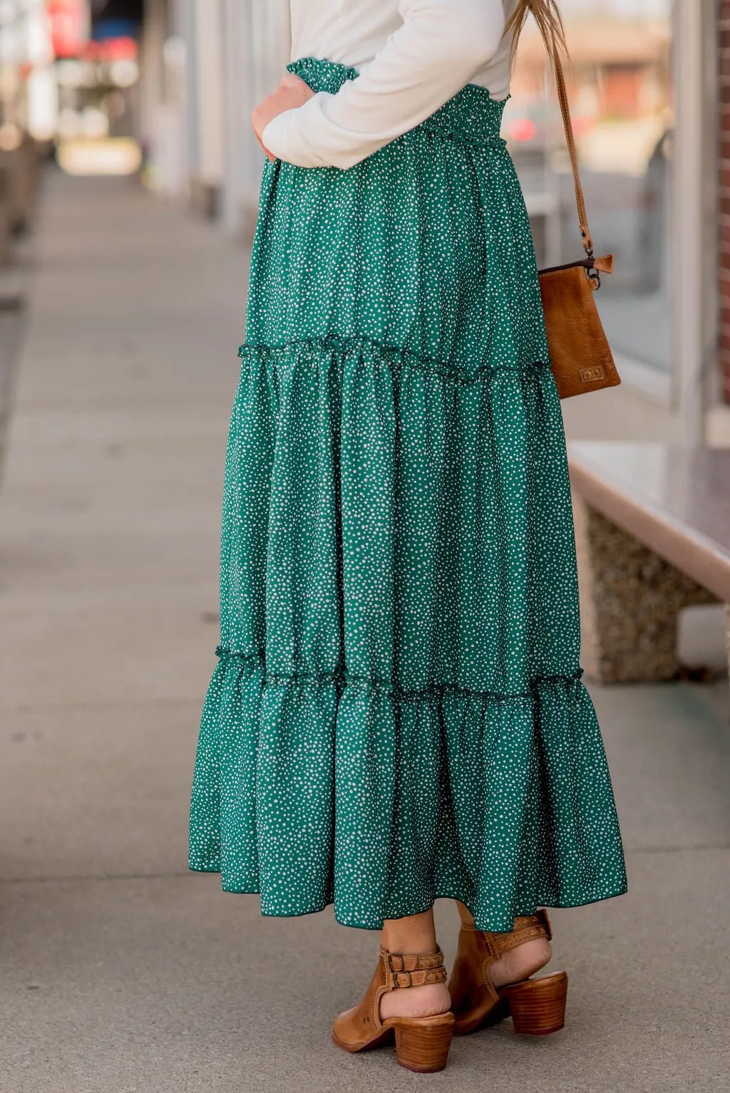 Spotted Tiered Maxi Skirt