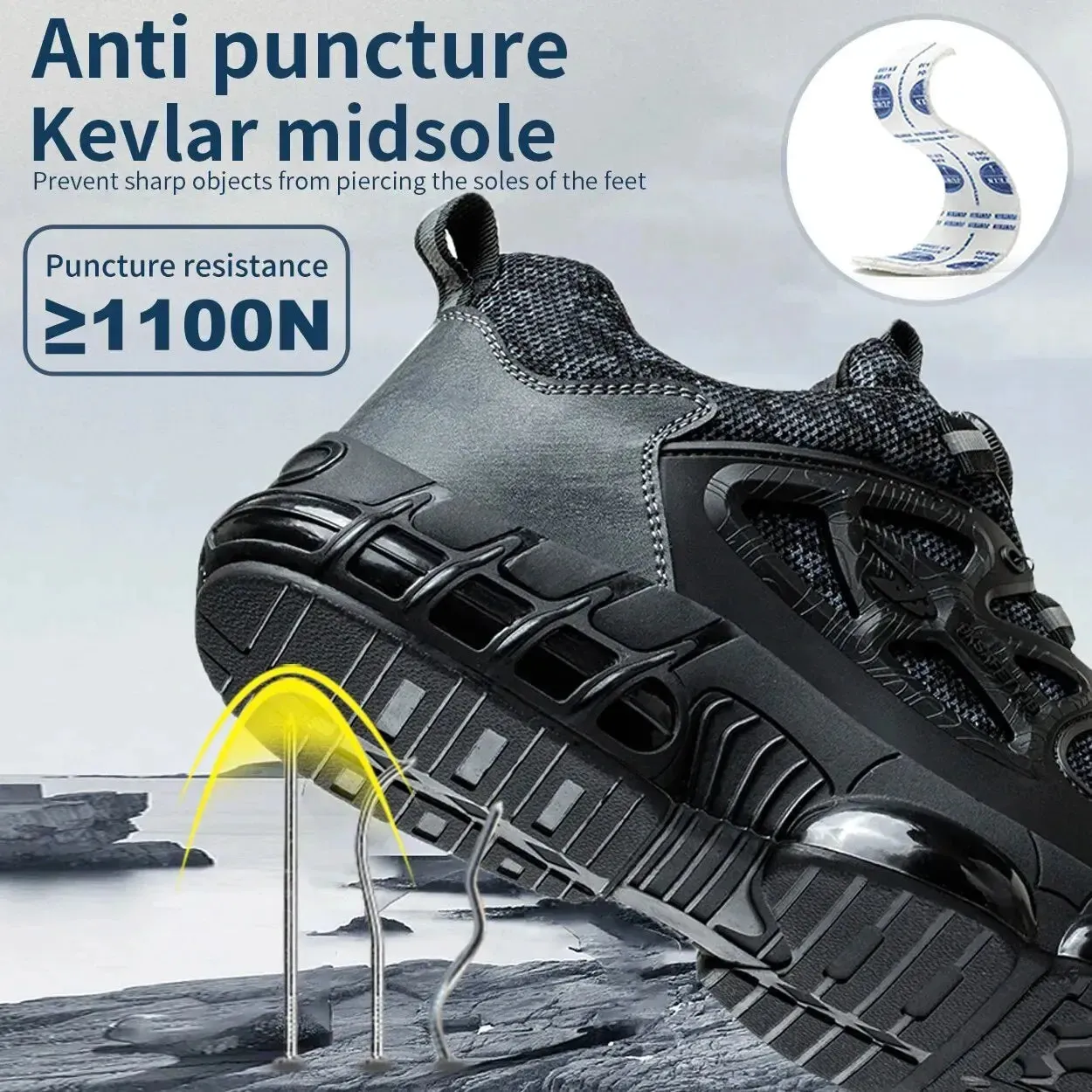 Steel Toe Shoes for Men Indestructible Work Boots Lightweight Safety Walking Antismash Antipuncture Protective Sneakers 240629