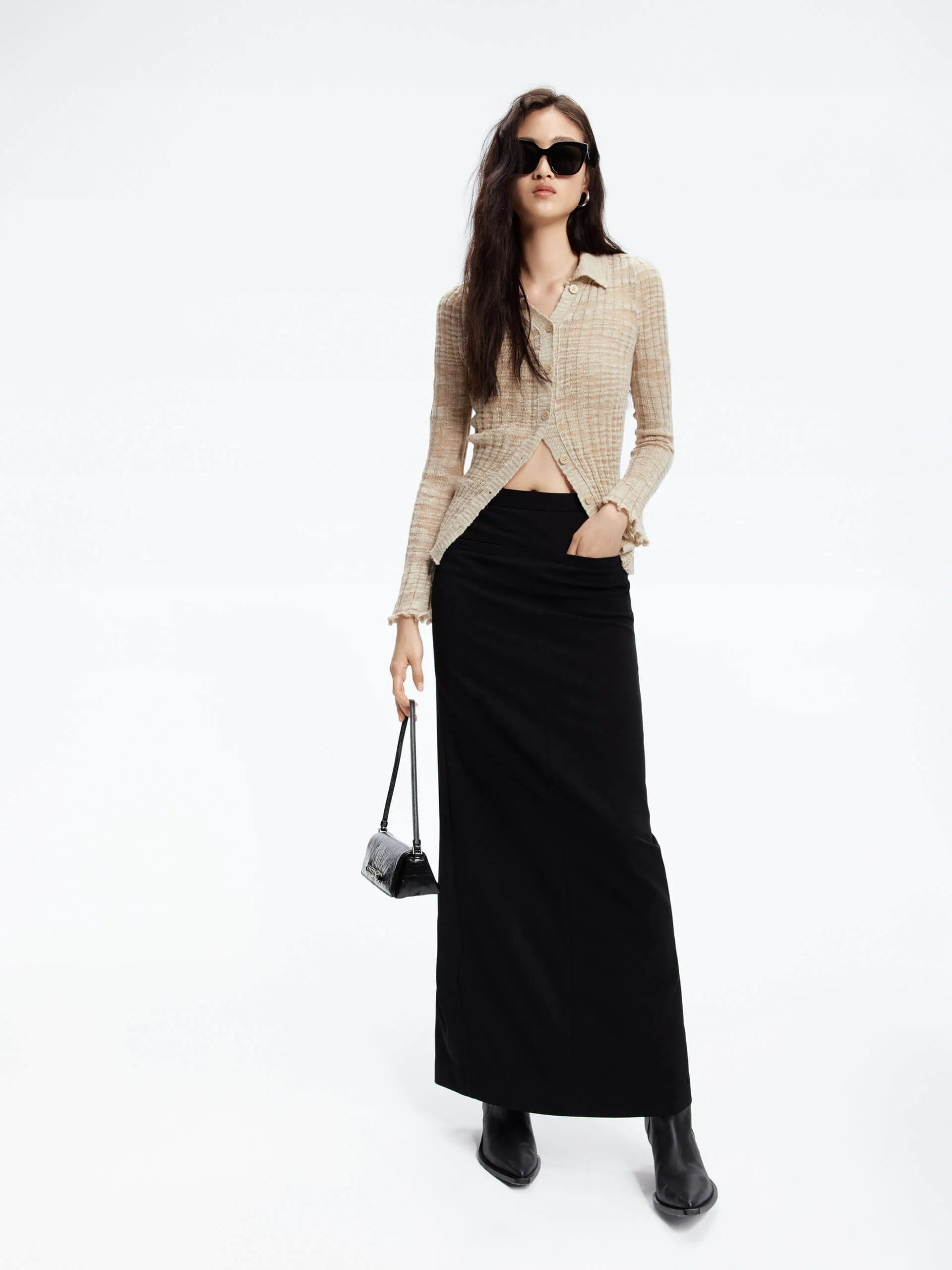 Straight Cut Slit Skirt