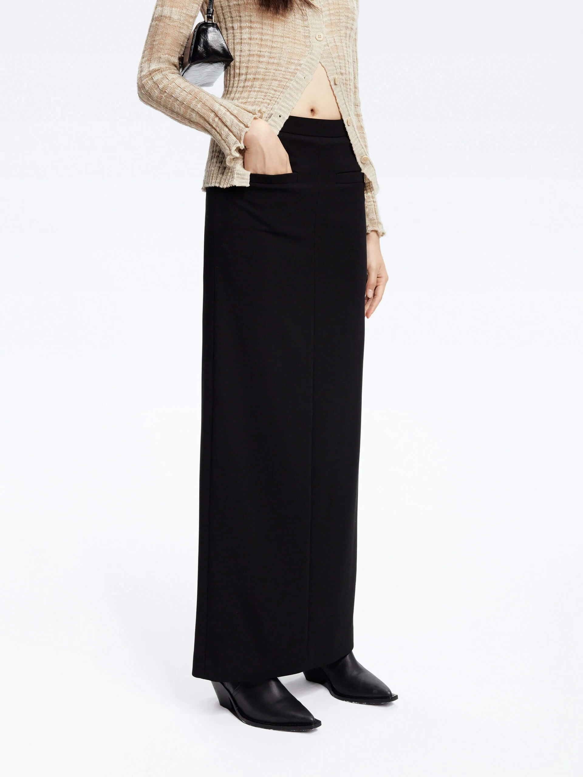 Straight Cut Slit Skirt