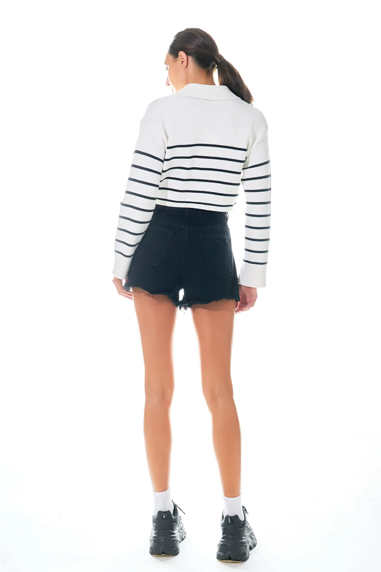 Striped Crop Poly Sweater