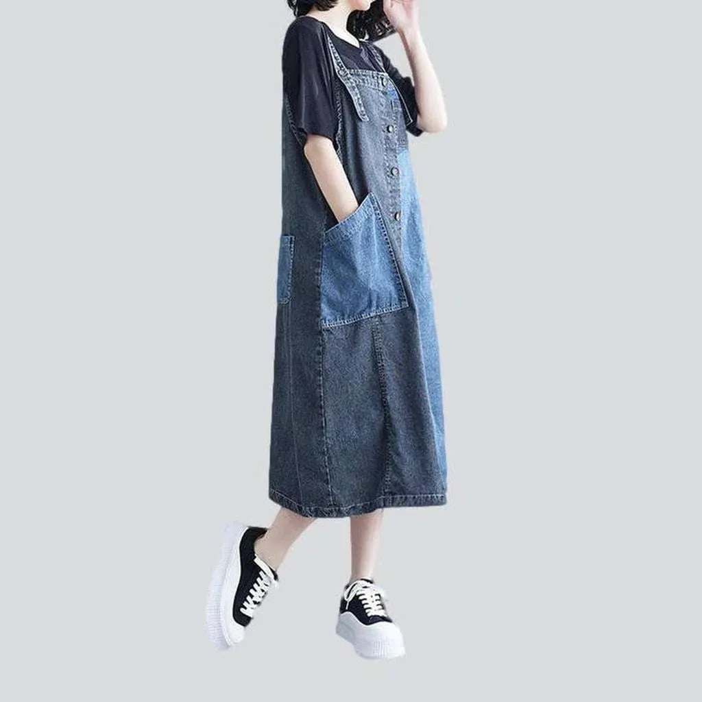 Stylish long denim dress