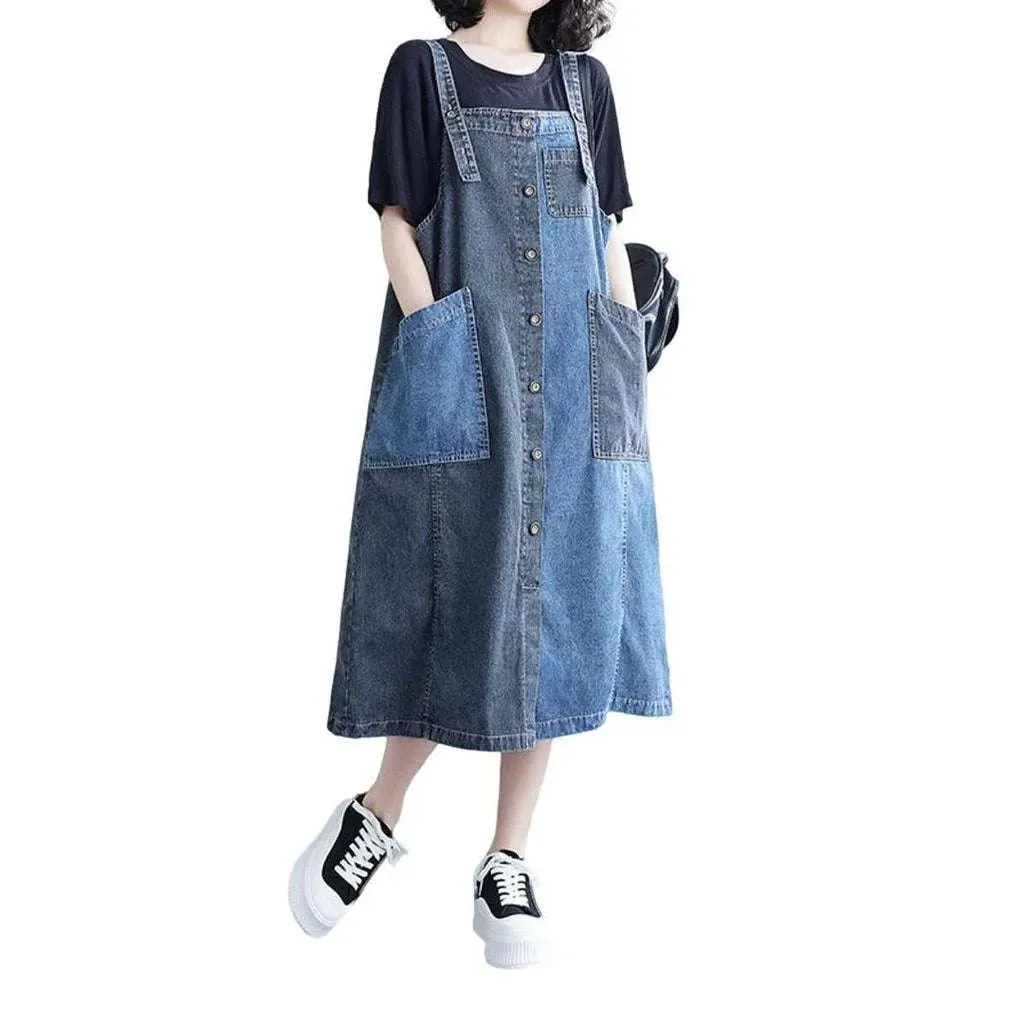 Stylish long denim dress