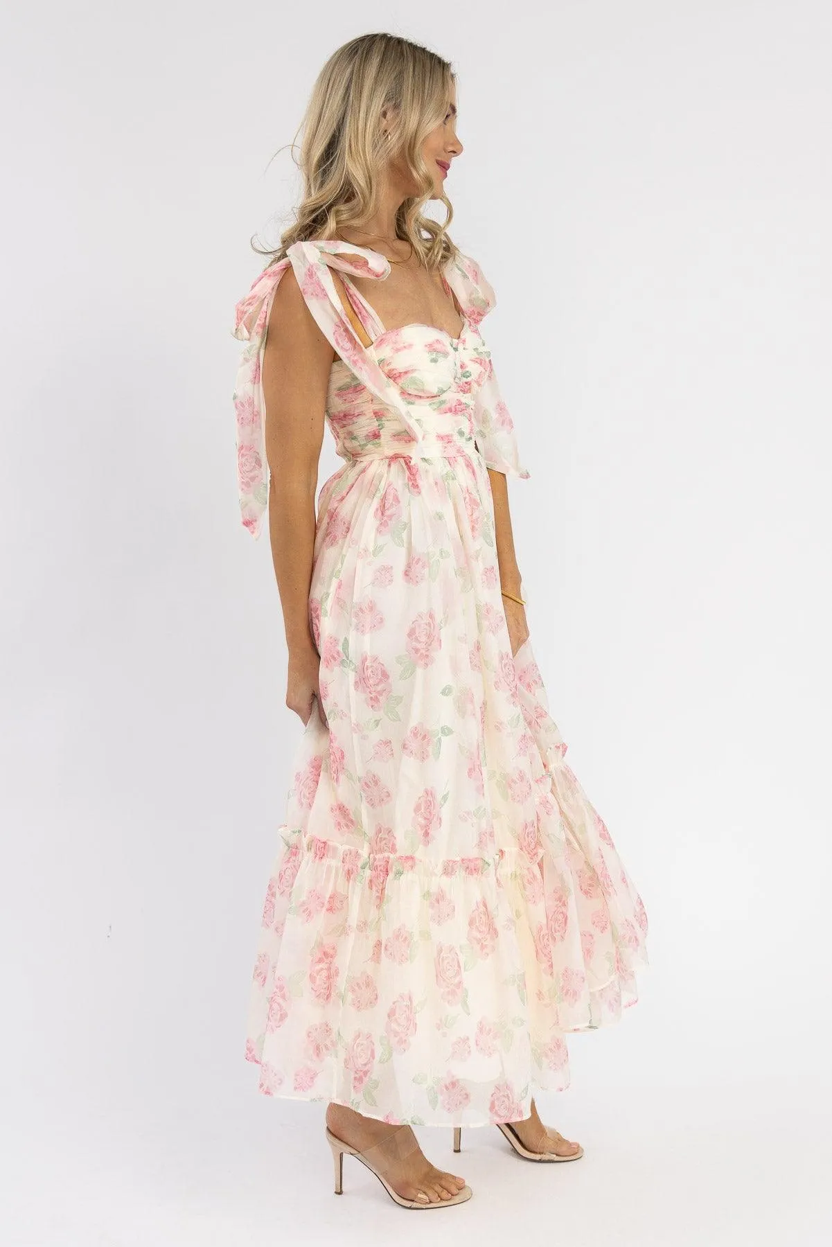 Sweet Serenade Blush Floral Maxi Dress