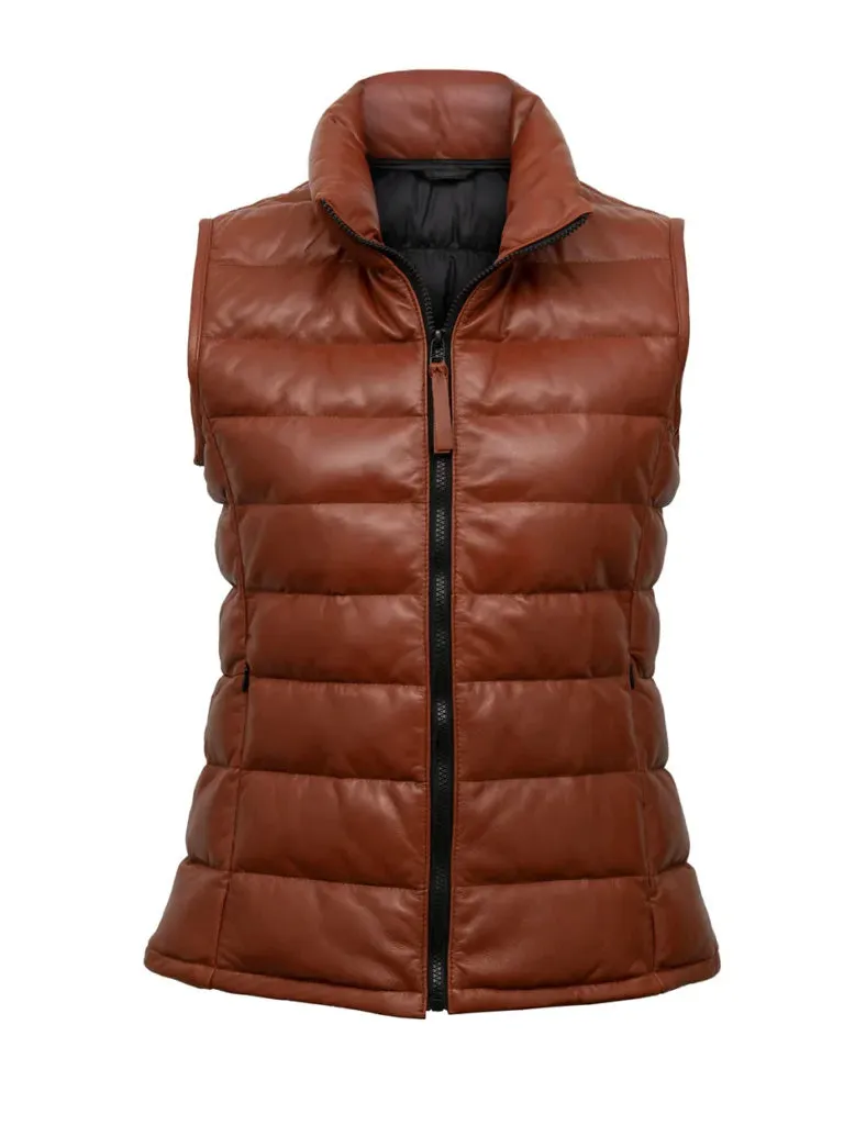 Tan Brown Genuine Leather Gilet