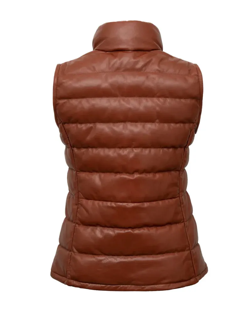 Tan Brown Genuine Leather Gilet