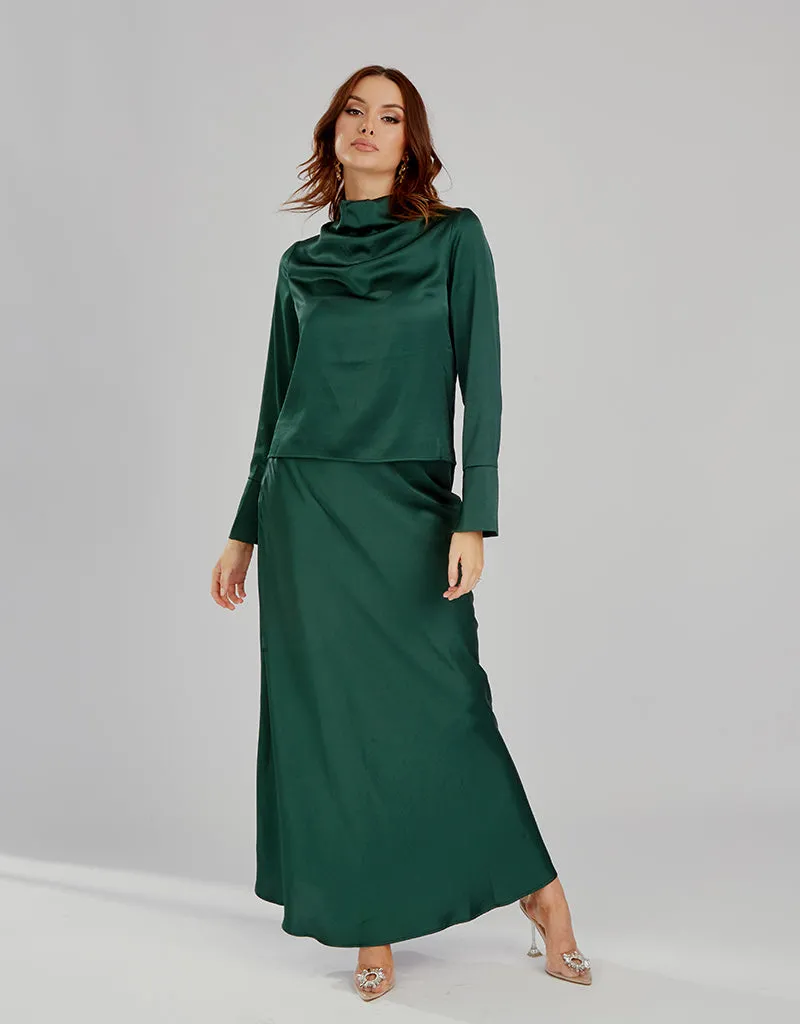 The Crescent Modish Satin Skirt - Dark Shades