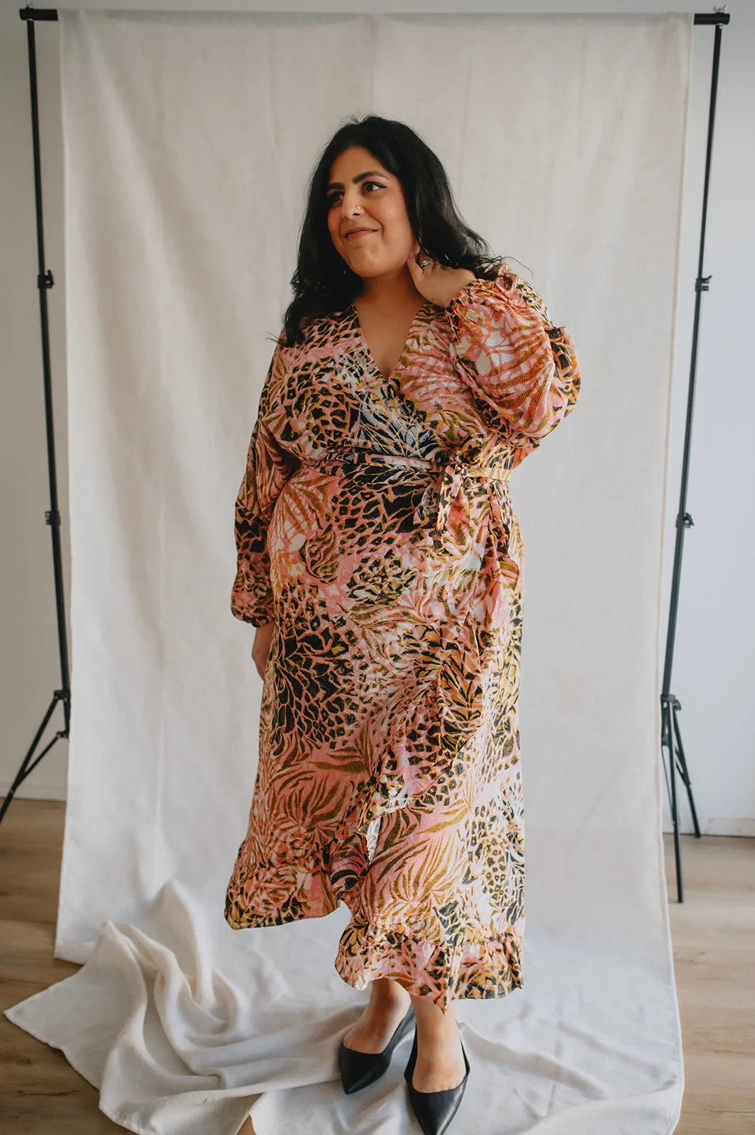 The Nita Faux Printed Wrap Dress - PLUS