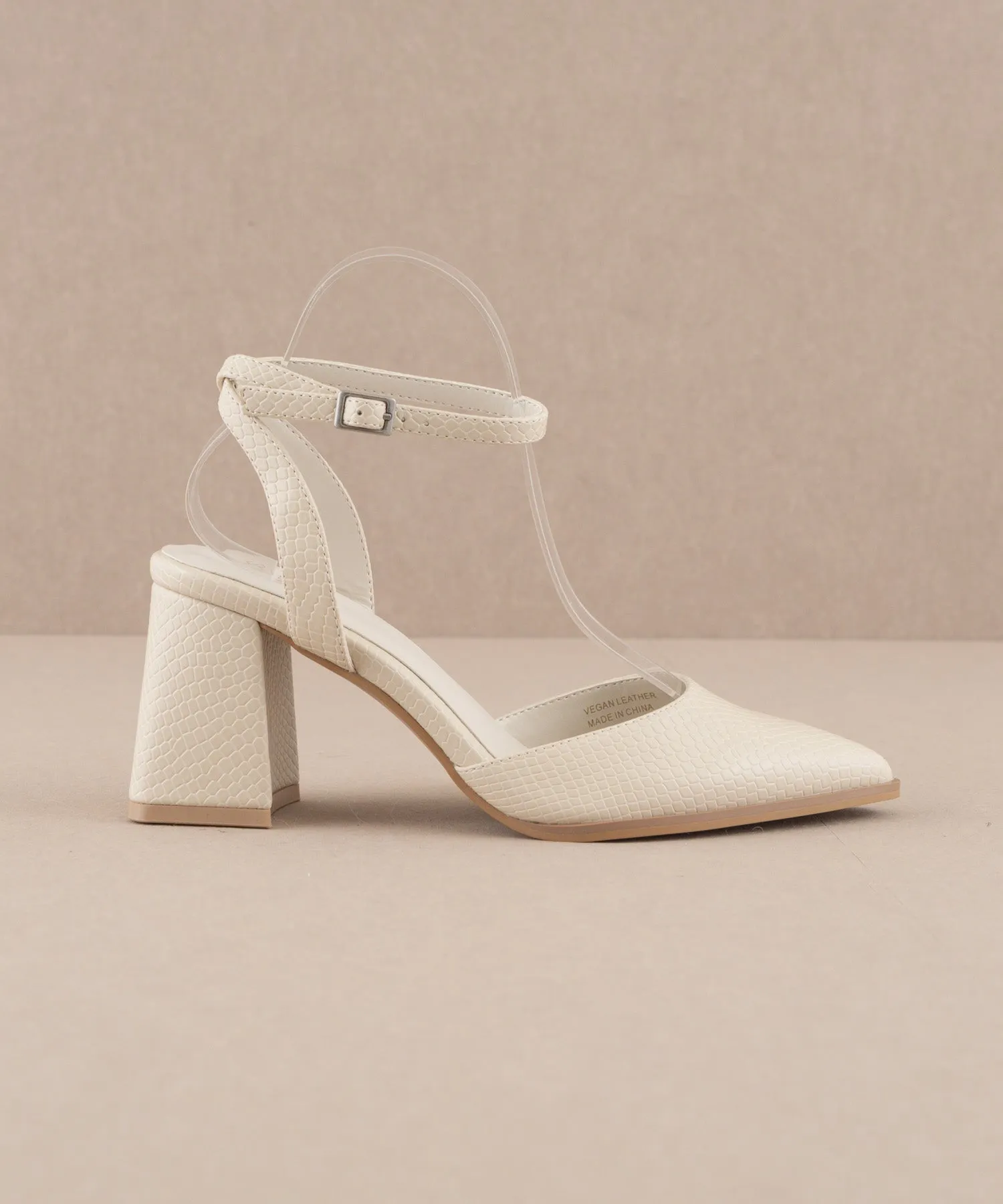 The Princess | White Pointed Toe Heel with Ankle Strap