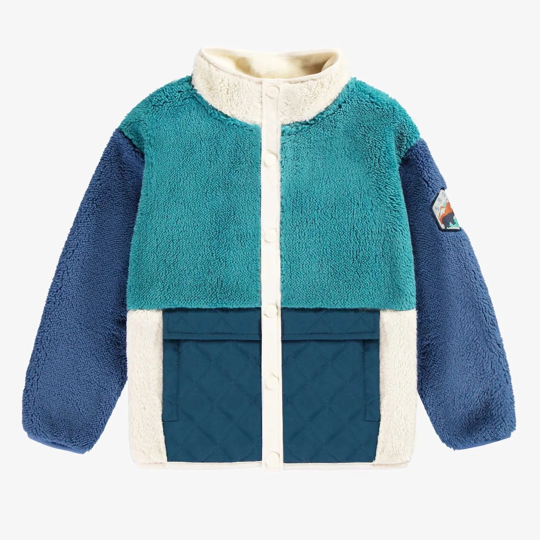 The Sherpa High Neck Jacket - Turquoise   Blue - KIDS