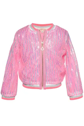 Toddler's Sporty Chic Sequin Athleisure Bomber Jacket