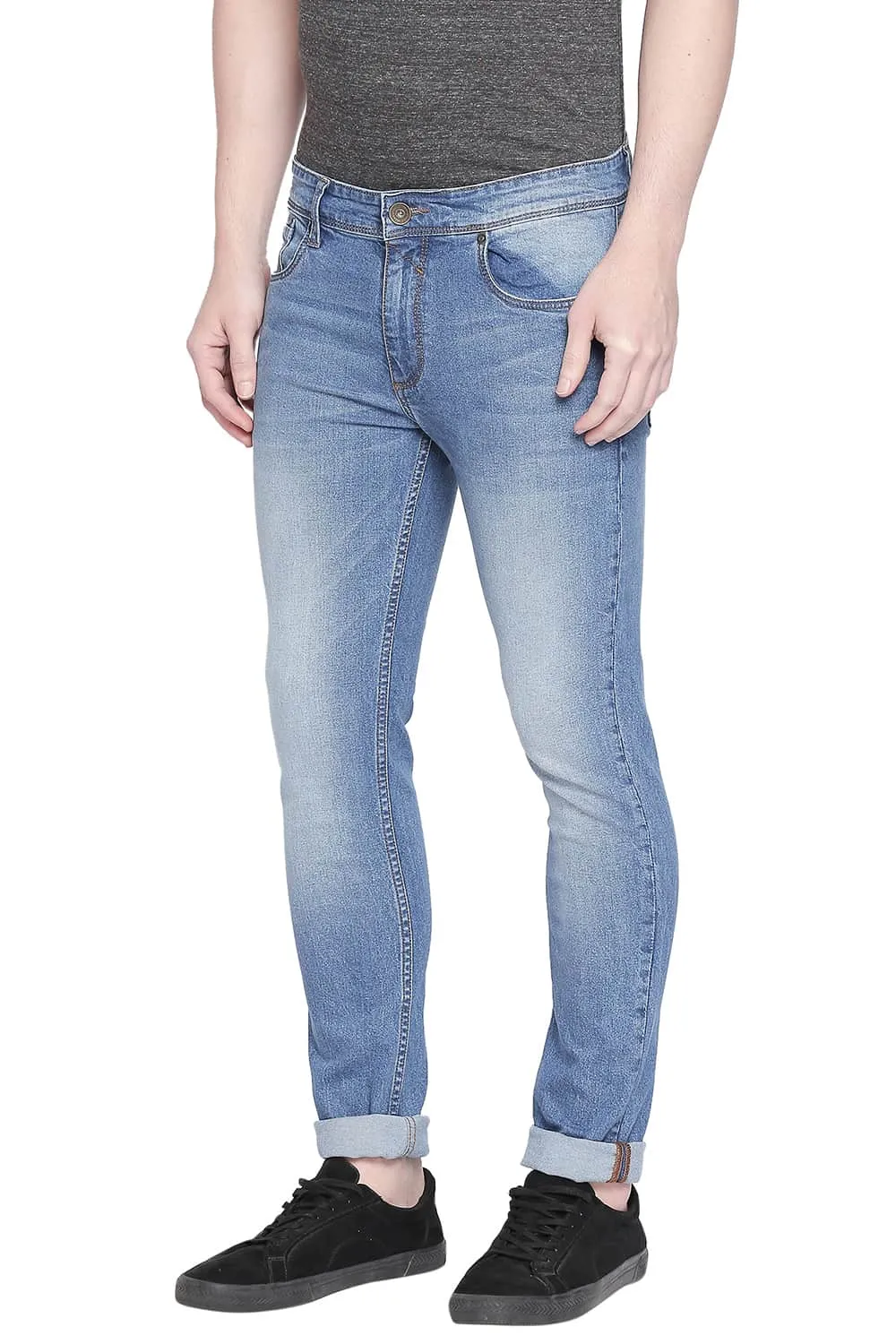 Torque Fit Faded Denim Stretch Jeans