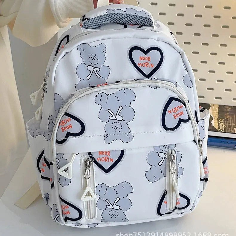 Travel Small Size Backpack Small Cute and Lightweight Small Small Backpack Bear Printing Small Bookbag Student Niche Bags