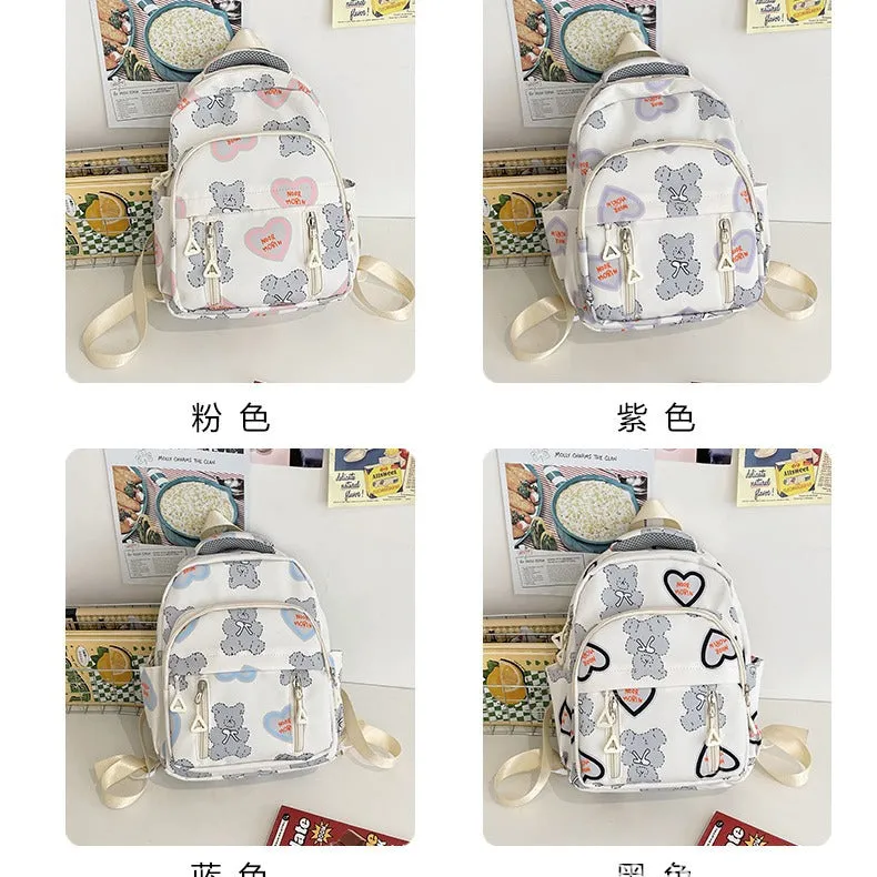 Travel Small Size Backpack Small Cute and Lightweight Small Small Backpack Bear Printing Small Bookbag Student Niche Bags