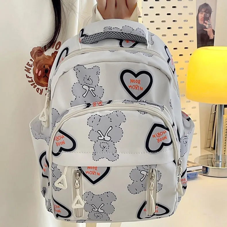 Travel Small Size Backpack Small Cute and Lightweight Small Small Backpack Bear Printing Small Bookbag Student Niche Bags