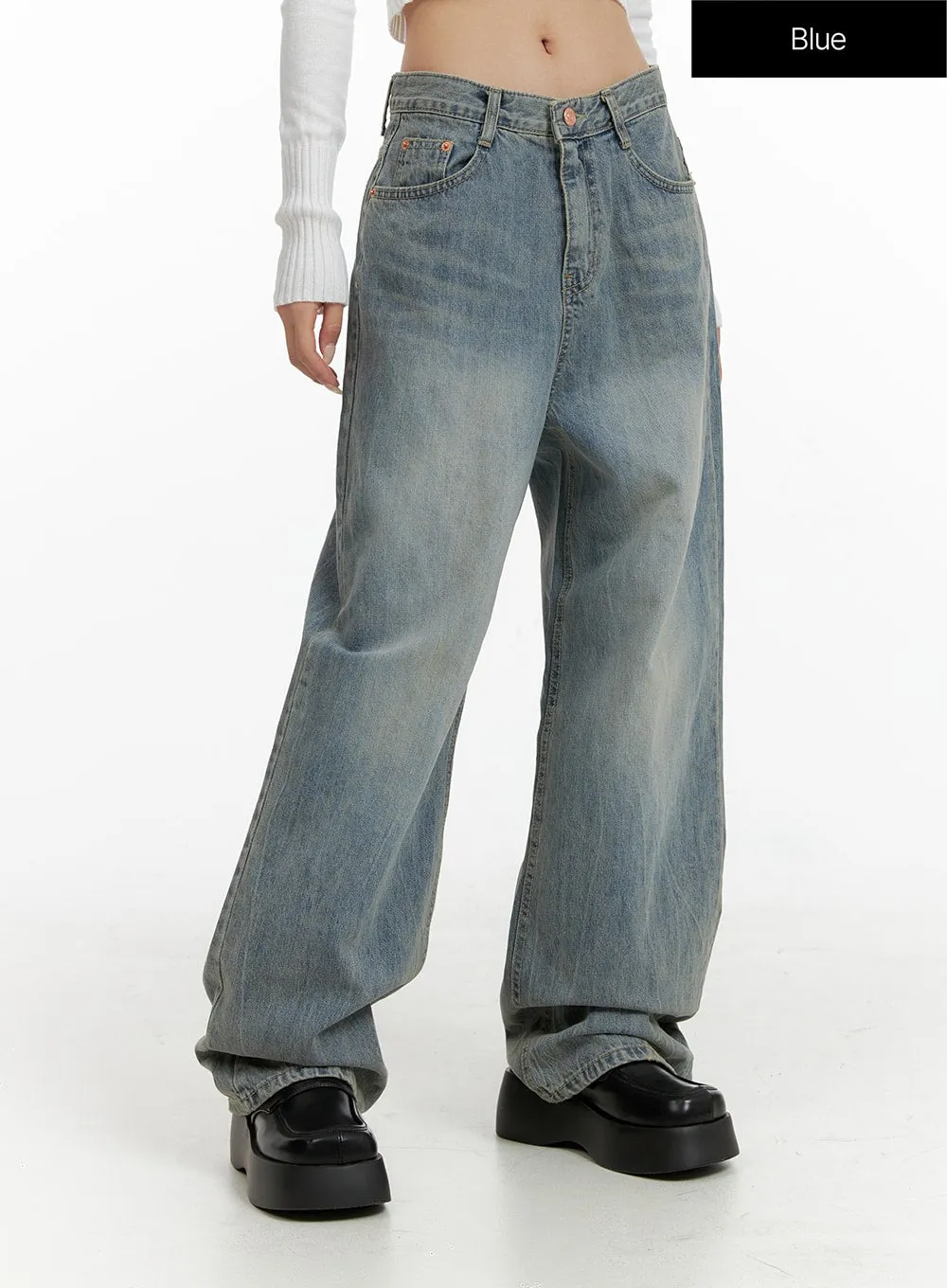 Washed Denim Wide Fit Jeans CF415