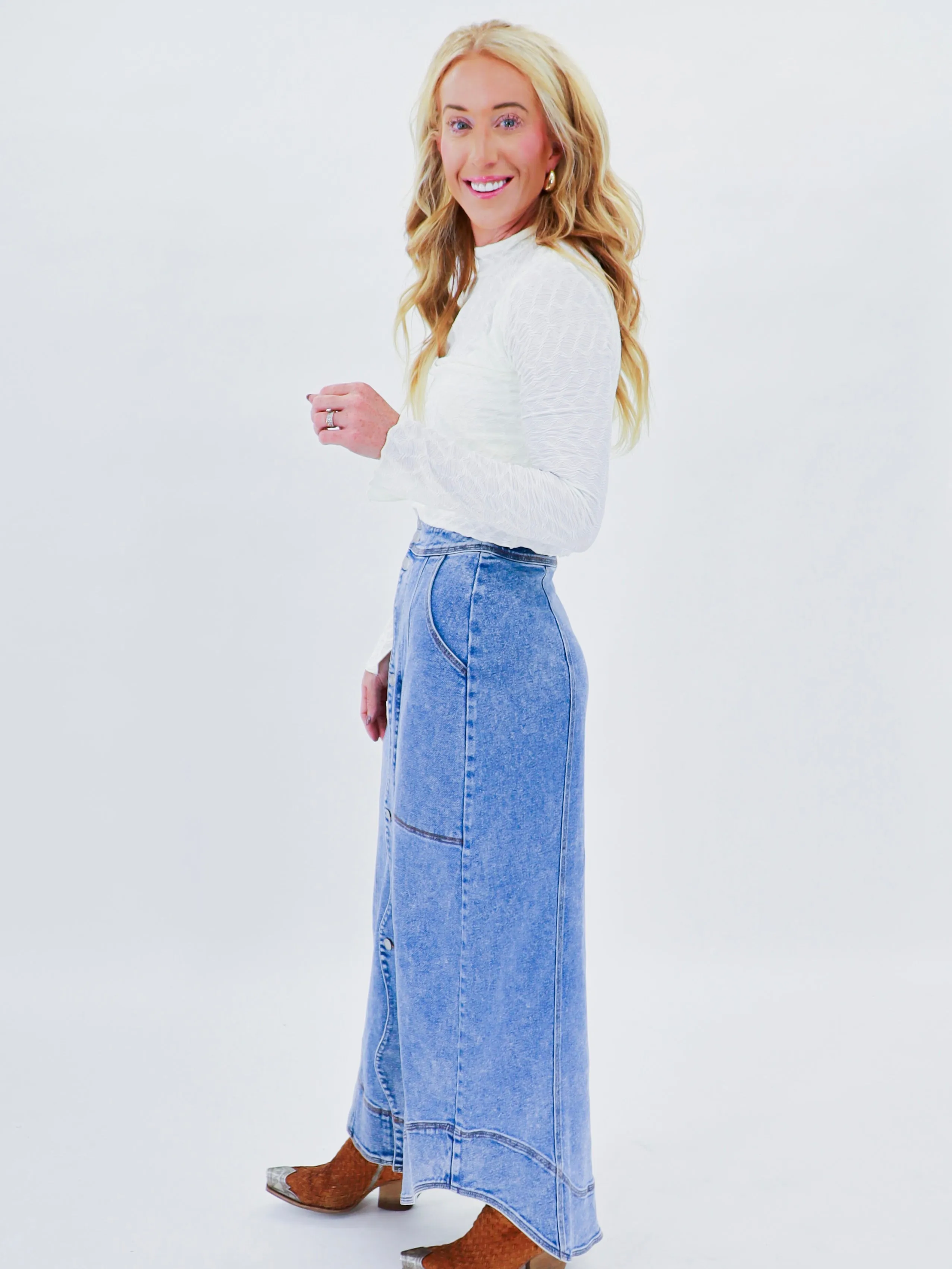 Western Chic Denim Skirt