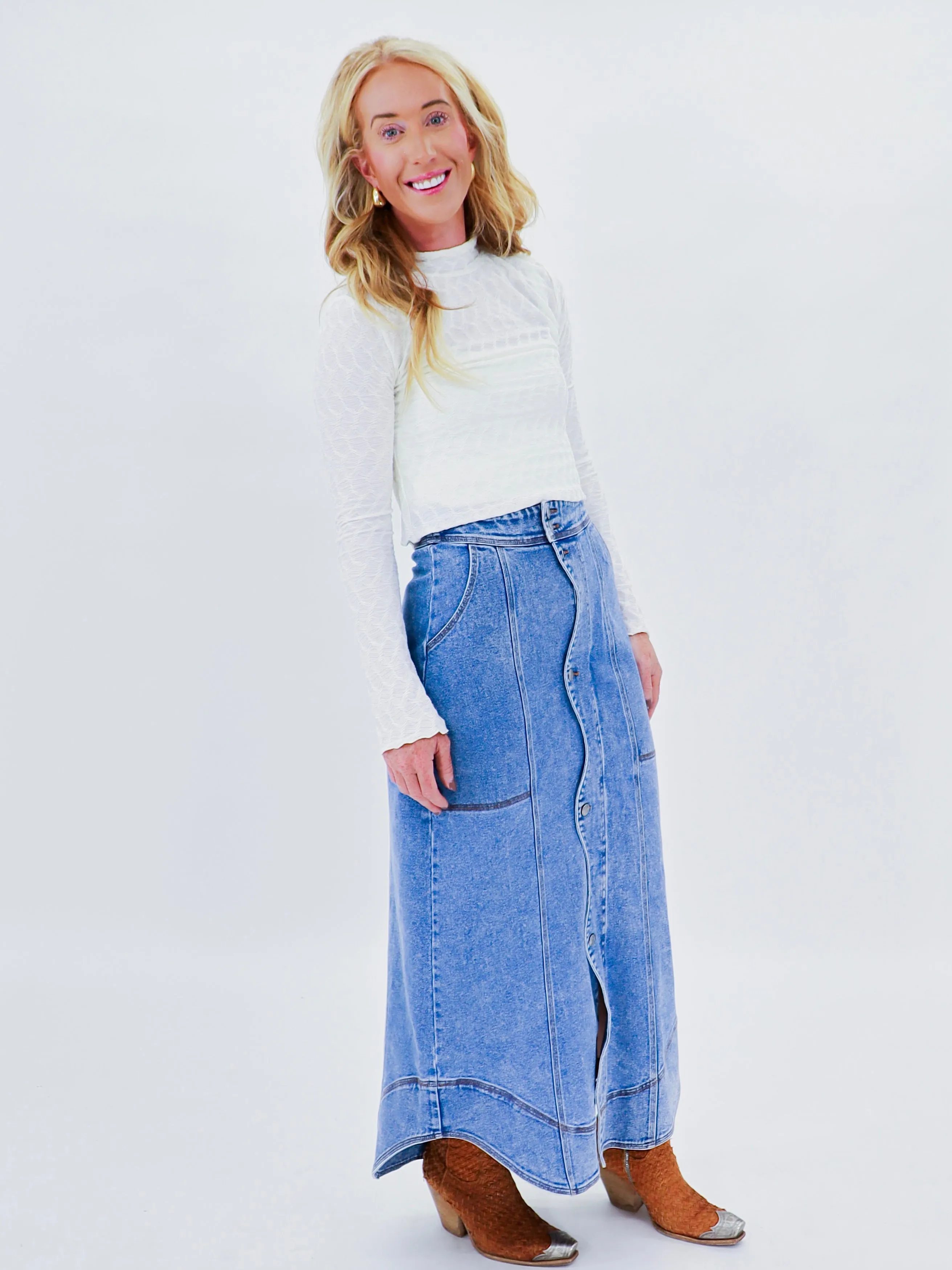 Western Chic Denim Skirt