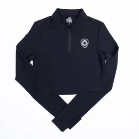 Women's Black Active Crop 1/4 Zip Pullover