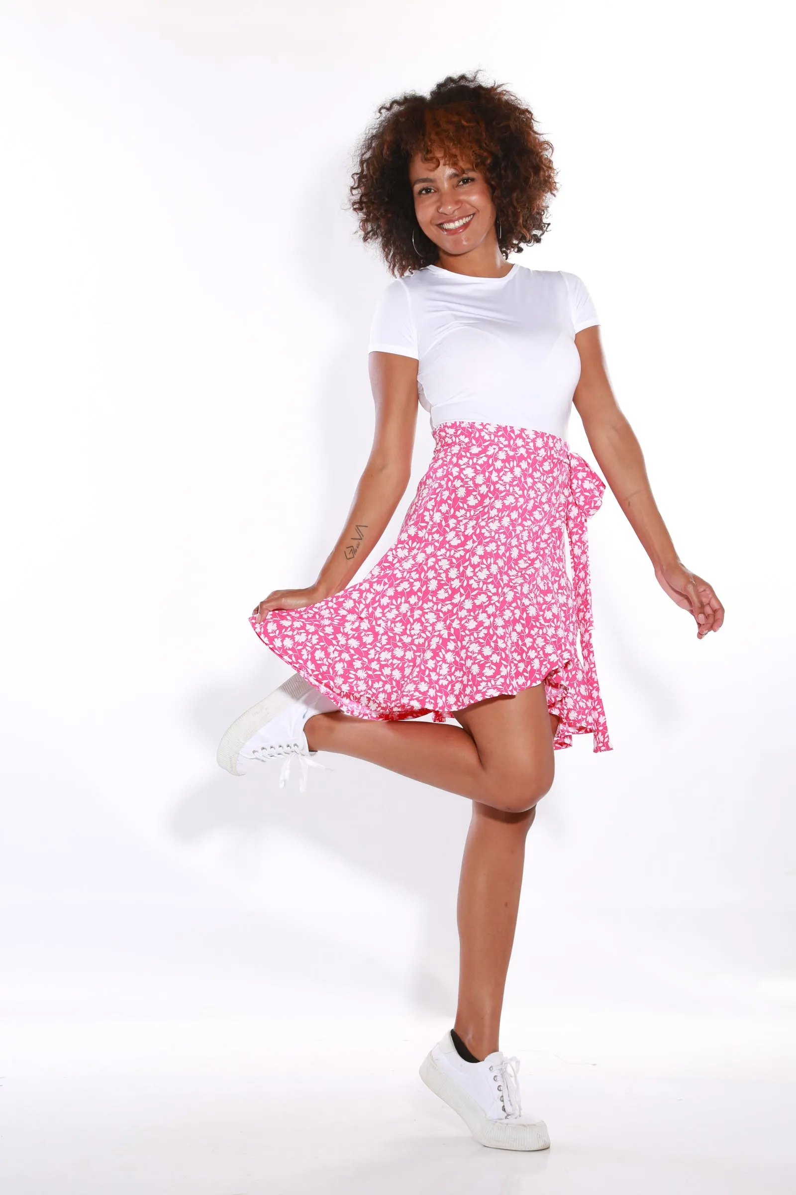 Wrap Floral short skirt - pink