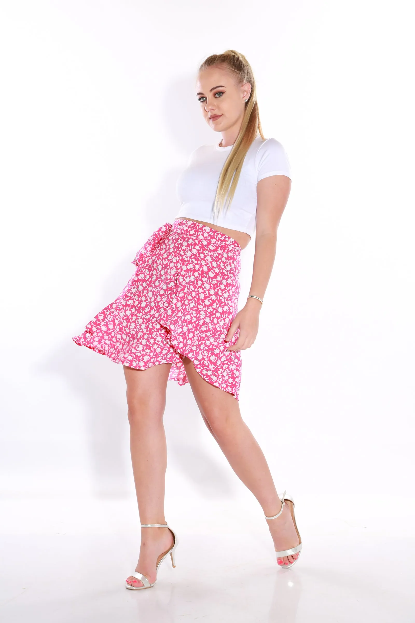 Wrap Floral short skirt - pink