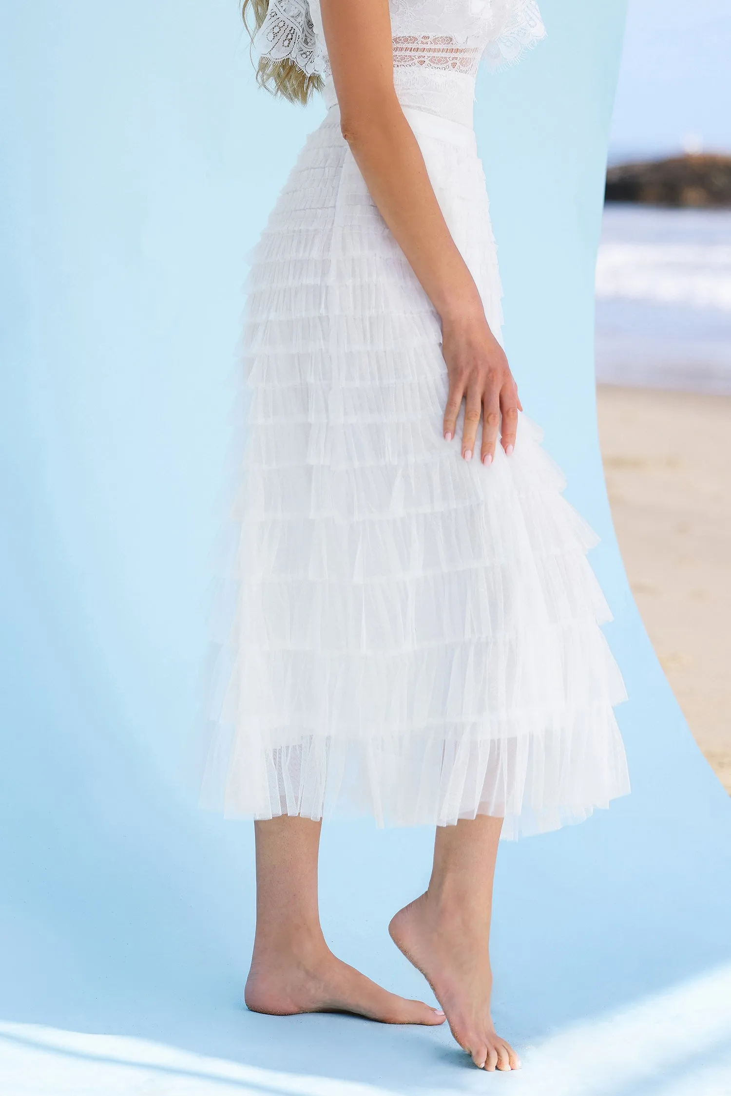 X Madison Honeymoon Tiered Maxi Skirt