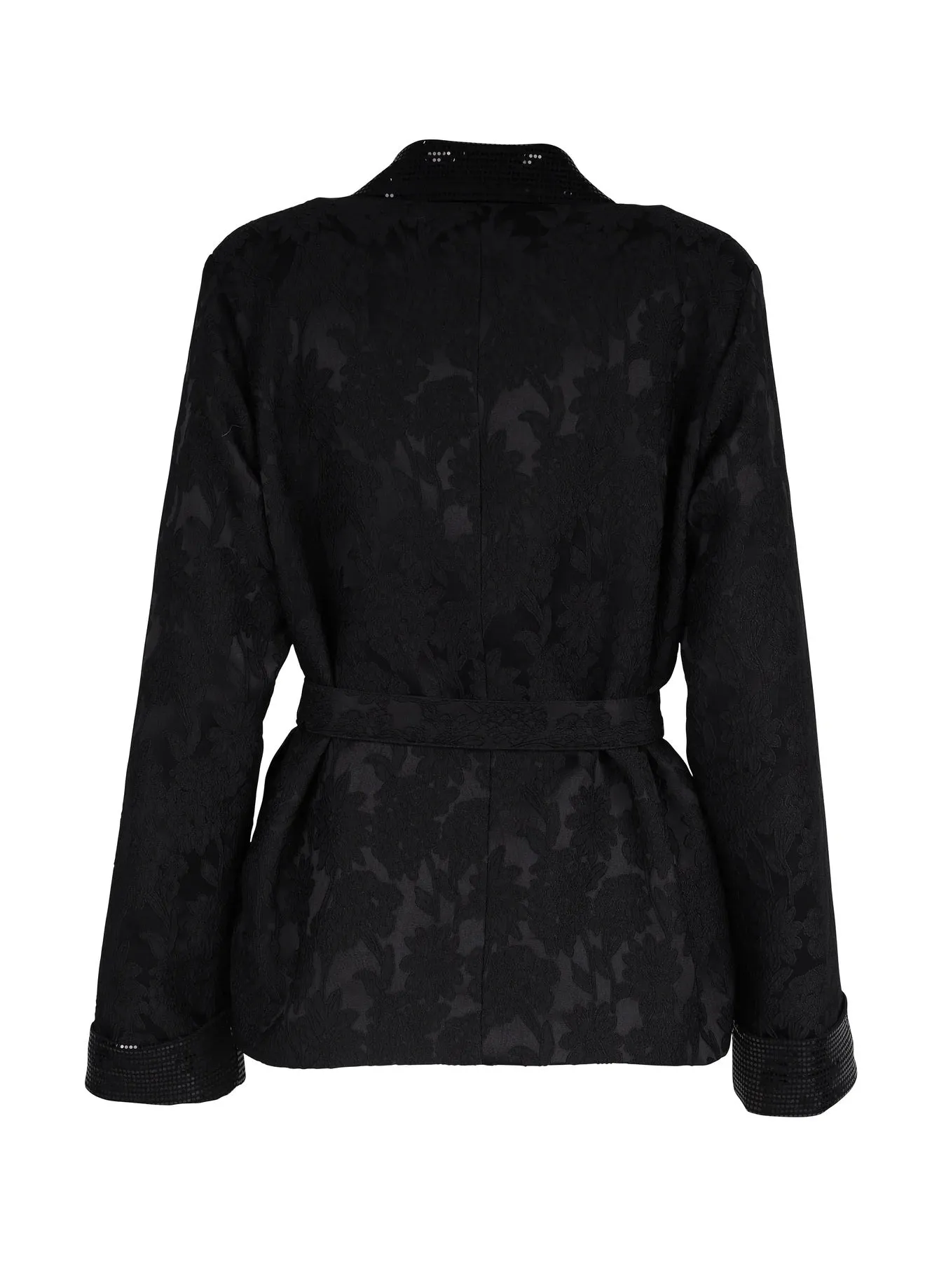 Xinyan Jacqard Belted Blazer - Black